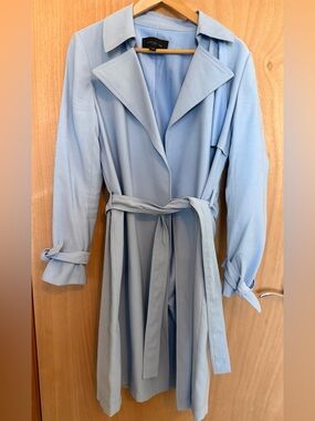 Ann Taylor Light Blue Trench Coat Belted